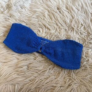 Aila Blue Scrunch Blue Bandeau Bikini Top Size Large